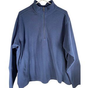 Lands End Mens Polartec Aircore 100 Fleece Pullover Blue Half Zip Long Sleeve XL